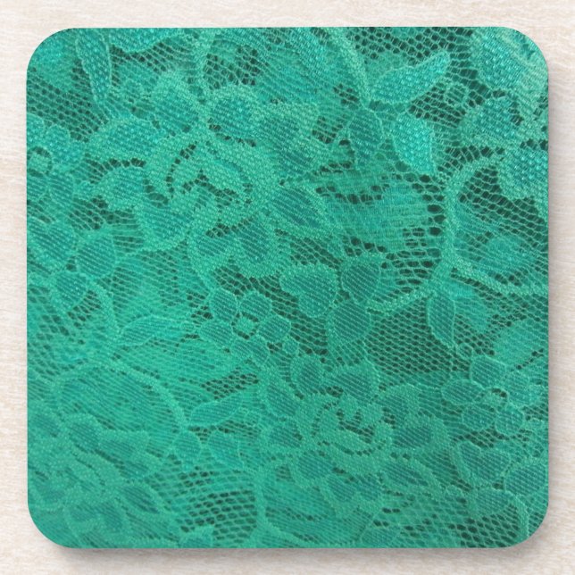 Teal Lace Beverage Coaster (Front)