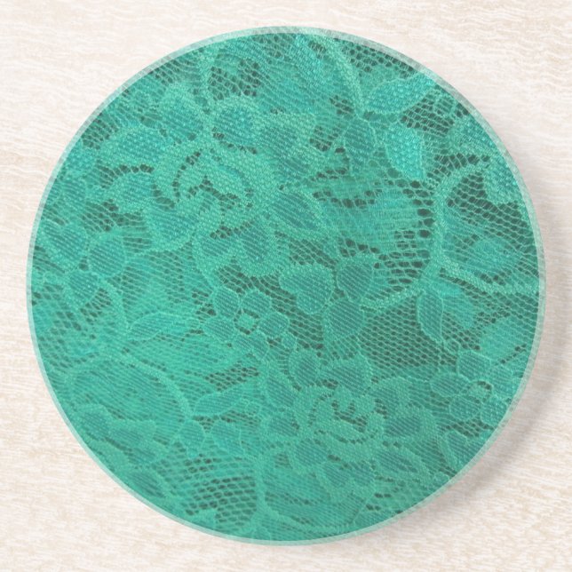 Teal Lace Sandstone Coaster (Front)