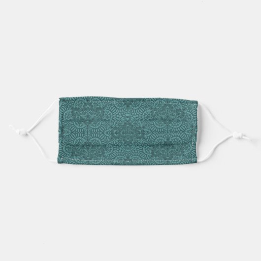 Teal Lace Texture Adult Cloth Face Mask (Front, Folded)