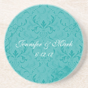 Teal Lace Wedding Favor Coasters