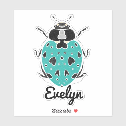 Teal Ladybug with Name Sticker