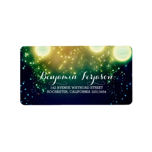 Teal Lantern Lights Romantic Wedding Label (Front)