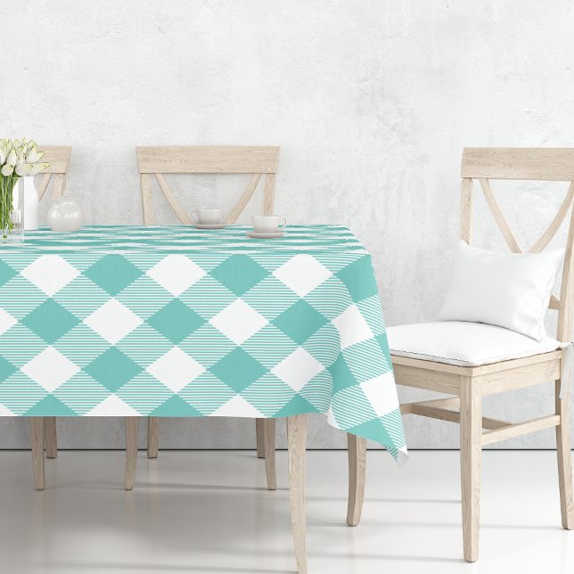Teal Large Scale Gingham Tablecloth (Creator Uploaded)