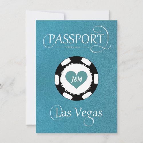 Teal Las Vegas Passport Save the Date Card