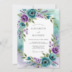 Teal Lavender Captivating Spring Wedding Invitation