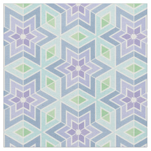 Teal & Lavender Geometric Stars & Diamonds Pattern Fabric