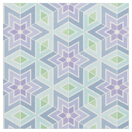 Teal & Lavender Geometric Stars & Diamonds Pattern Fabric