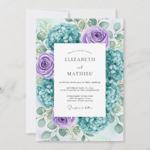 Teal Lavender Lush Spring Wedding Invitation