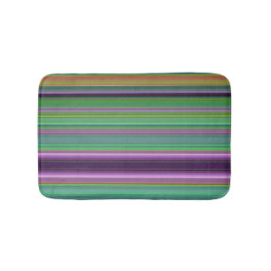 Teal Lavender Orange Purple Stripes Bath Mat