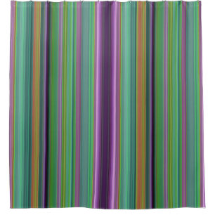 Teal Lavender Orange Purple Stripes Shower Curtain