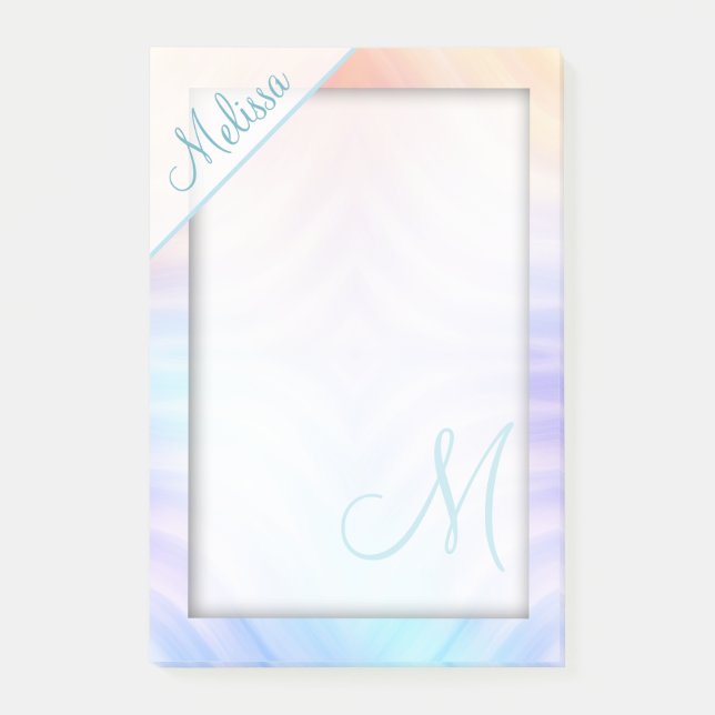 Teal Lavender Yellow Melon Monogram Post-it Notes (Front)