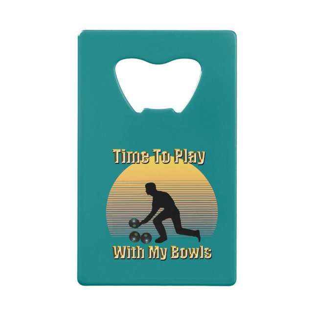 Teal Lawn Bowls Playtime, Bottle Opener (Front)
