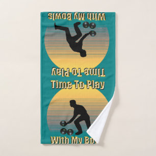 Teal Lawn Bowls Playtime, Hand Towel