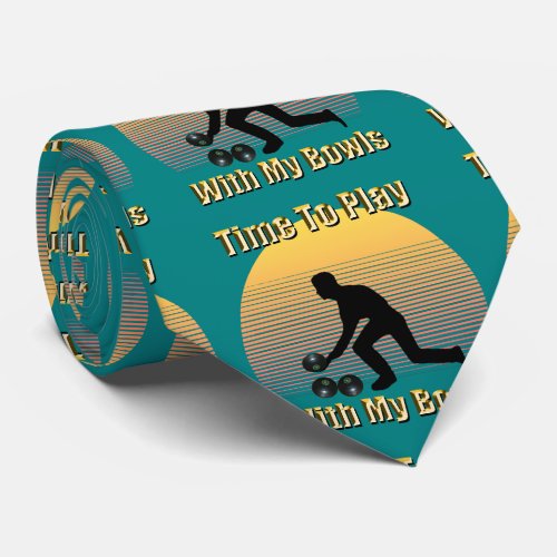 Teal Lawn Bowls Playtime Neck Tie