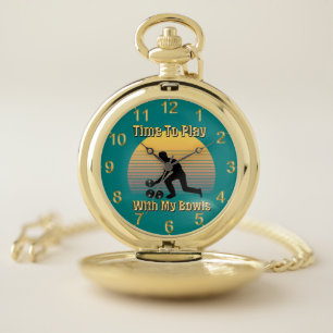 Teal Lawn Bowls Playtime, Pocket Watch