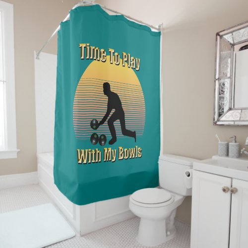 Teal Lawn Bowls Playtime Shower Curtain