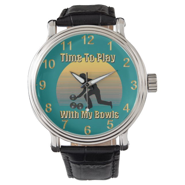 Teal Lawn Bowls Playtime, Watch (Front)