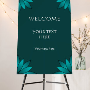 Teal Leaf Mandala Design on Dark Cyan Foam Board