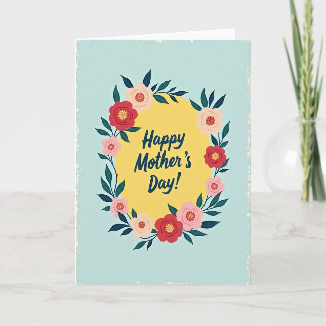 Teal Leaf Mothers Day Card (Front)