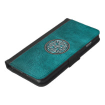 Teal Leather and Celtic Knot Wallet Case