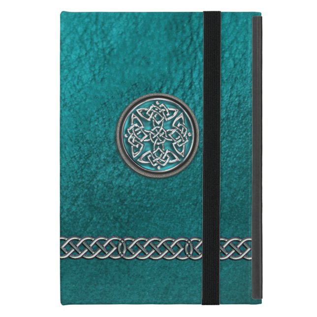 Teal Leather Celtic Knot Tribal iPad Mini Case (Front Closed)
