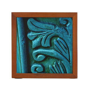 Teal Leaves Desk Organizer