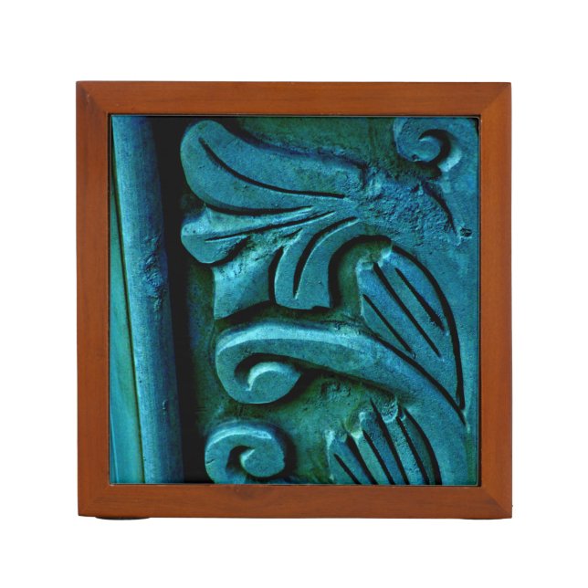 Teal Leaves Desk Organizer (Front)