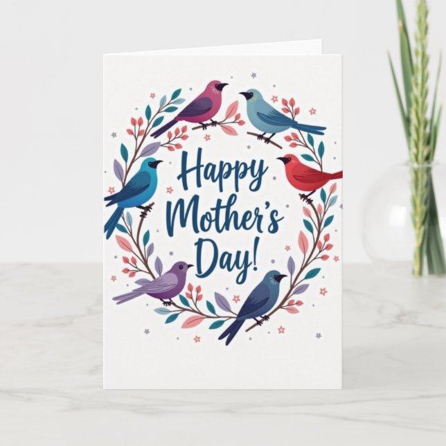Teal Leaves Mothers Card (Front)