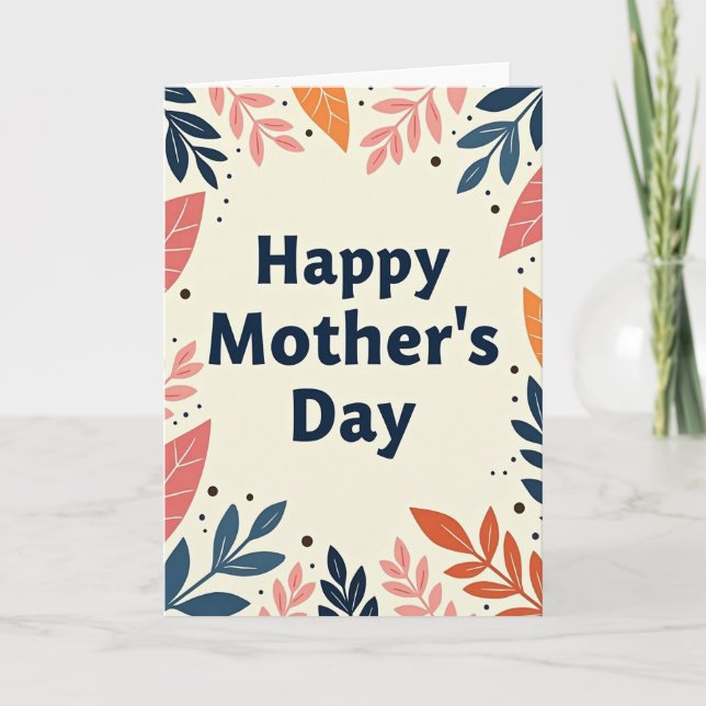 Teal Leaves Mothers Day Card (Front)