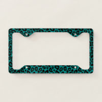 Teal Leopard Animal Print License Plate Frame
