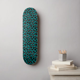 Teal Leopard Cheetah Print Cool Wall Art Skateboard