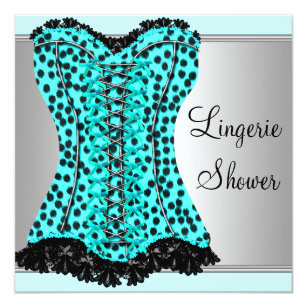 Leopard Corset Invitations Zazzle Teal Leopard Corset Bridal Shower Invitation