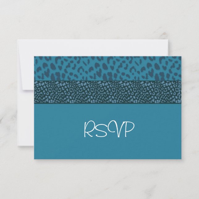 Teal Leopard Fur Pattern RSVP Card (Front)
