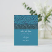 Teal Leopard Pattern Save the Date (Standing Front)