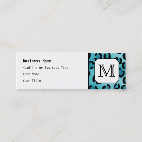 Teal Leopard Print, Custom Monogram. Business Card