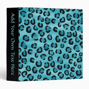 Teal Leopard Print Pattern. 3 Ring Binder