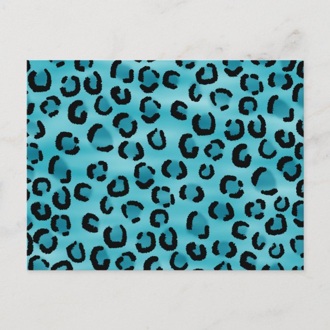 Teal Leopard Print Pattern. Postcard (Front)
