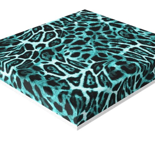 TEAL LEOPARD WOBBLE PATTERN BACKGROUNDS WALLPAPERS CANVAS PRINT