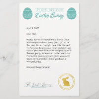 Teal Letter From The Easter Bunny