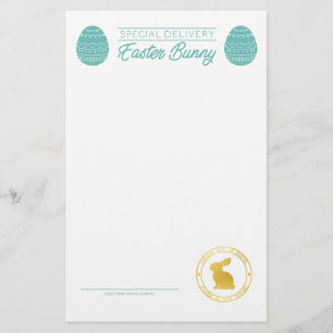 Teal Letter From The Easter Bunny Blank