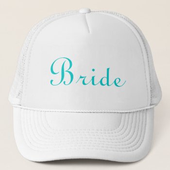 Teal Lettered Bride Hat by VegasPartyGifts at Zazzle