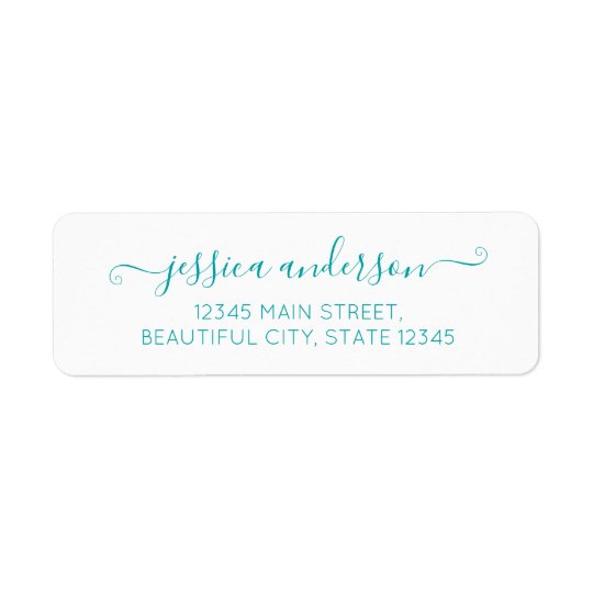 Teal Light Blue Elegant Modern Calligraphy Script Label | Zazzle.com