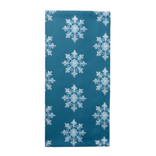 Teal Light Blue White Snowflake Christmas Cloth Napkin
