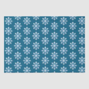 Teal Light Blue White Snowflake Christmas Tissue Paper