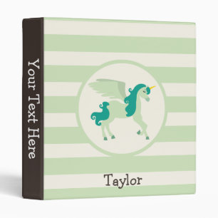 Teal & Light Green Unicorn Binder