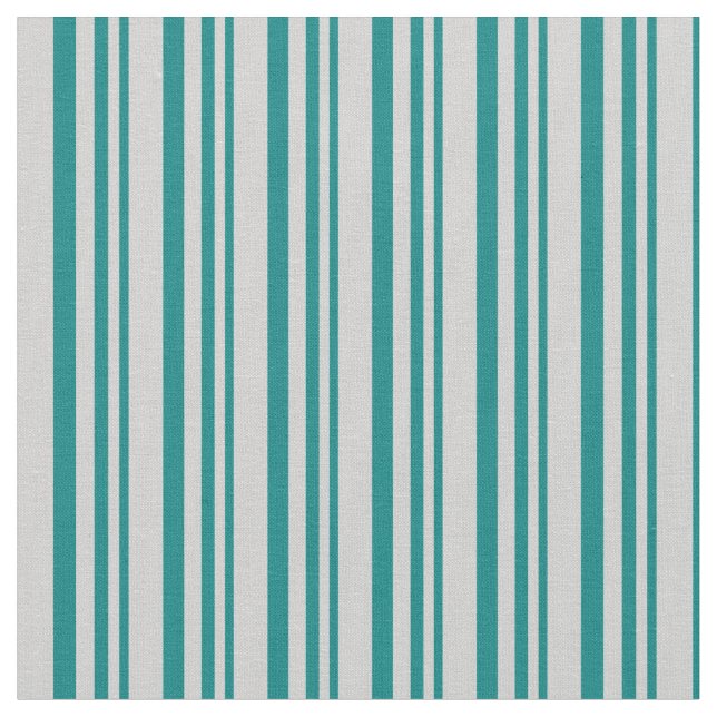 Teal & Light Grey Lines Pattern Fabric (Close Up)