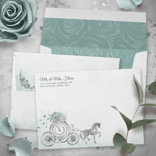 Teal Light Sage Seafoam Princess Return Address Envelope