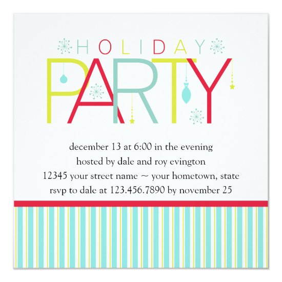 Teal Lime Dark Pink Holiday PartyInvitation Card
