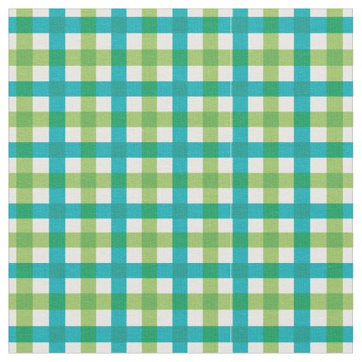 Teal & Lime Green Bright Gingham Plaid/ Tartan Fabric