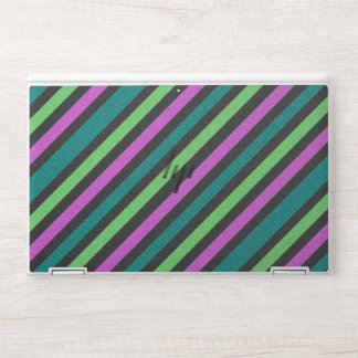 Teal, Lime Green, Hot Pink Glitter Striped STaylor HP Laptop Skin